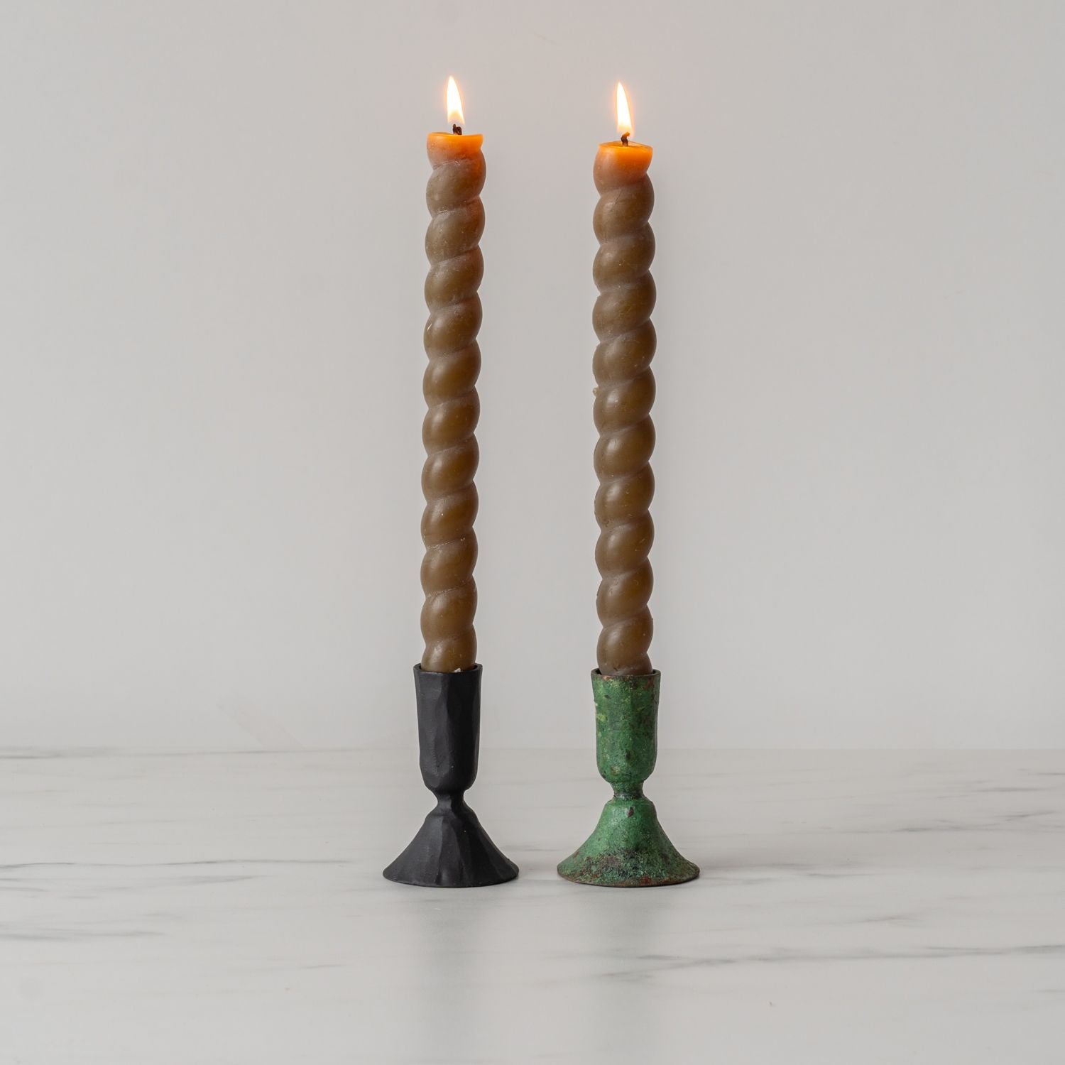 Forged Iron Candlestick Holder - Verdigris Green - Rug & Weave