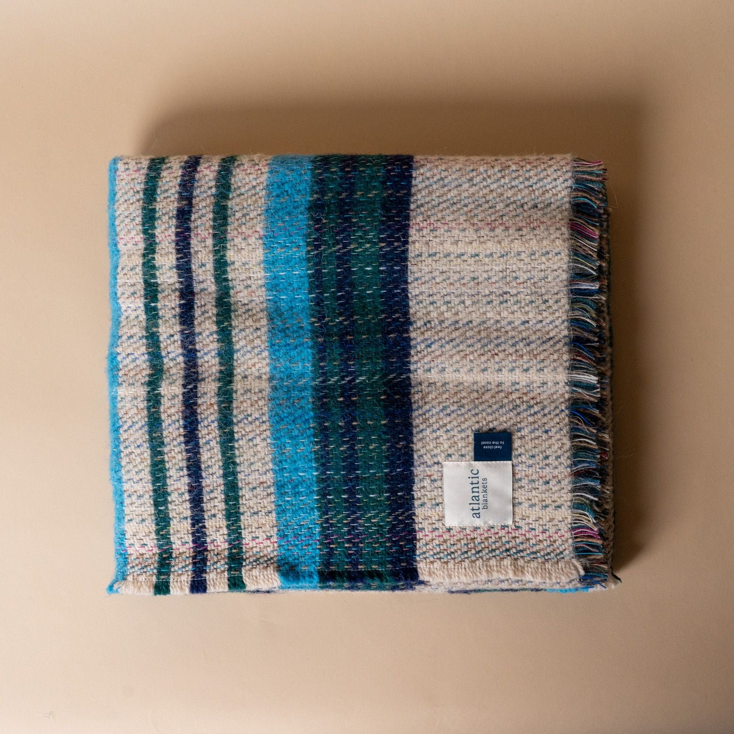 Recycled Wool Throw Blanket Blanket Atlantic Blankets (Faire) Green Stripe