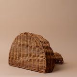 Woven Rattan Wall Shelf with Scallop Edge