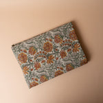 Brown Floral Block Print Table Runner table runner Indaba