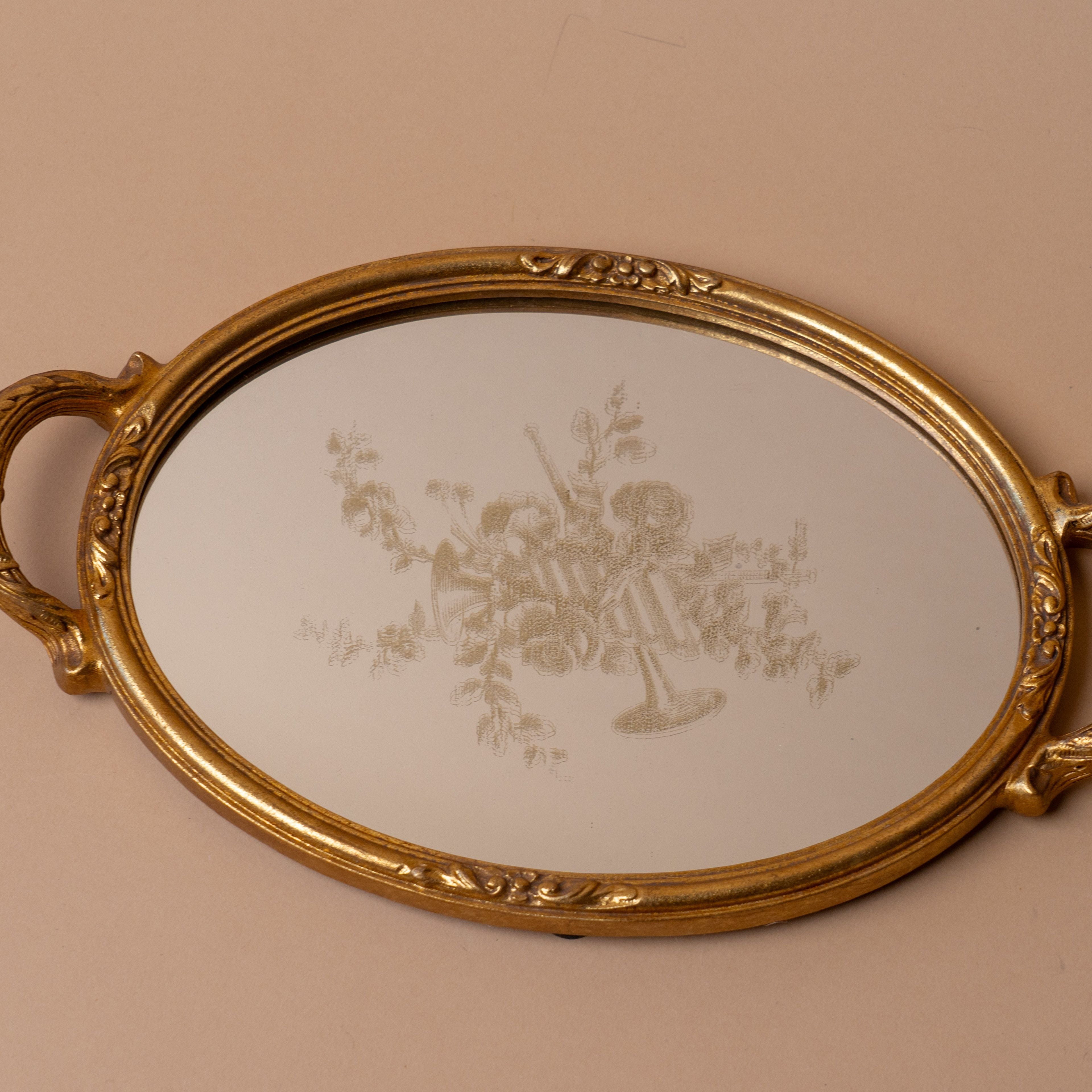 Antiqued Oval Floral Tray – view 3