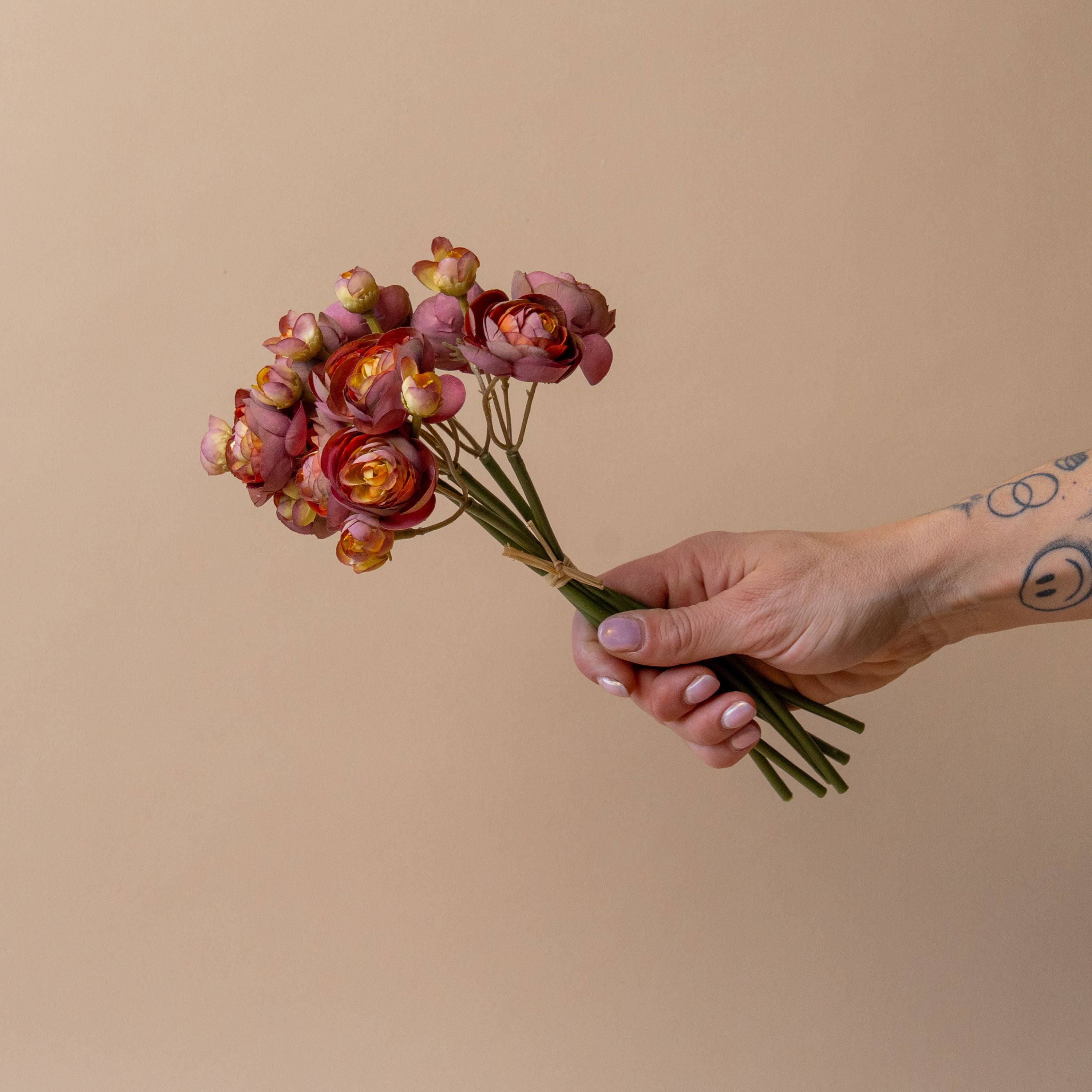 Faux Pink Ranunculus Bunch faux stem Indaba