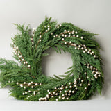 White Plum Berry Cypress Wreath