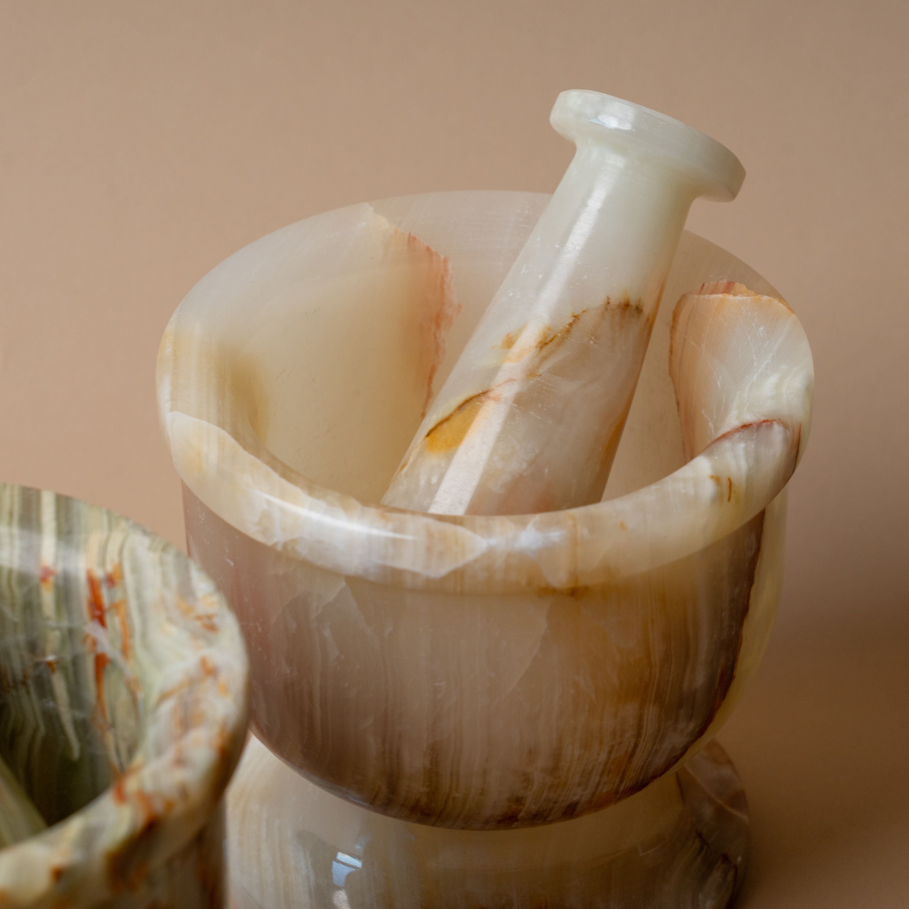 Onyx Mortar & Pestle storage jar Marigold Market (Faire)
