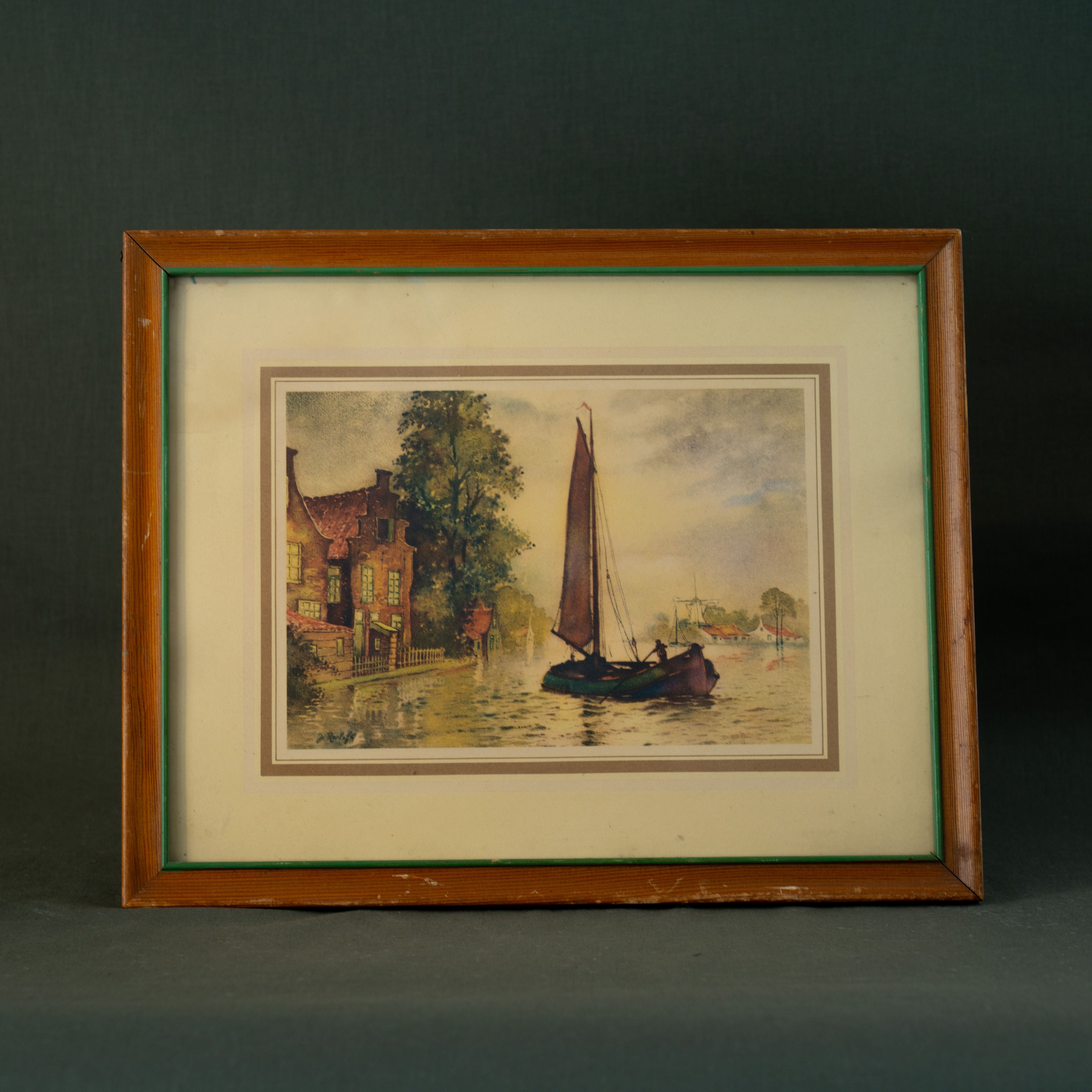 "Sailing Home" Framed Vintage Painting - Rug & Weave