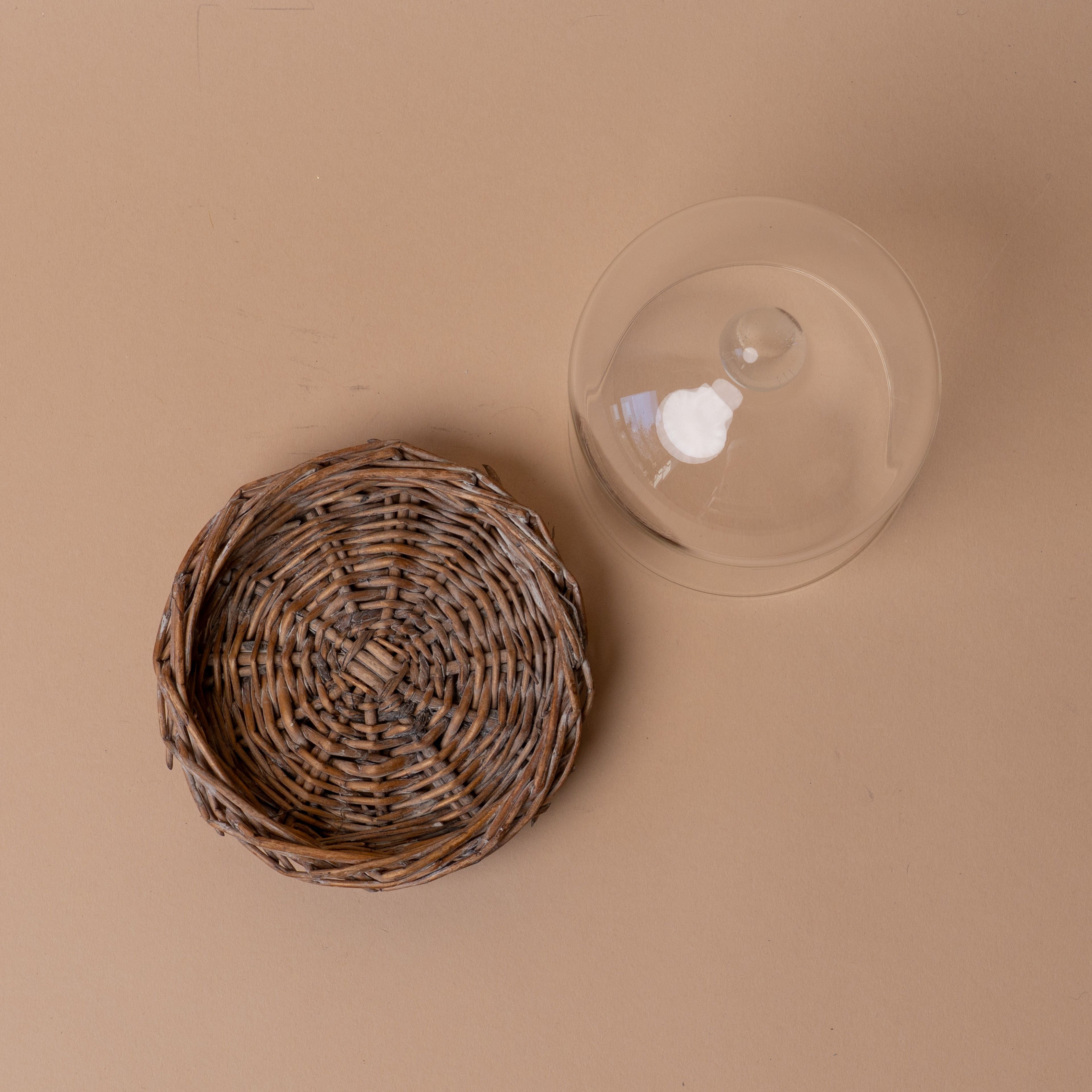 Glass Cloche with Woven Willow Base – view 2
