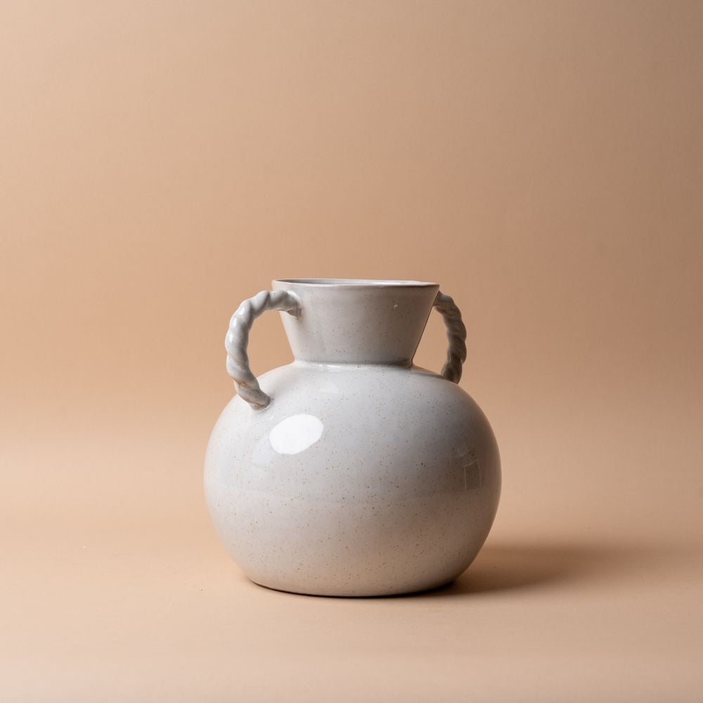Stoneware Vase with Rope Handles vase Creative Co-op (DYA)