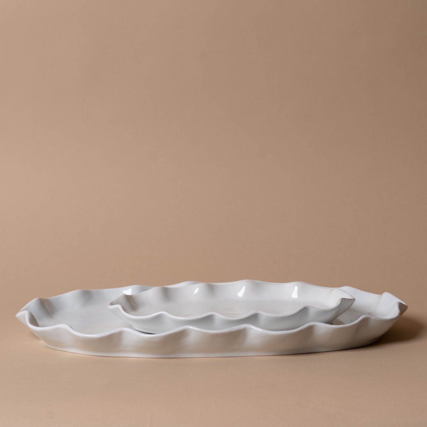 Organic Ruffle Edge Stoneware Serving Platter - Rug & Weave