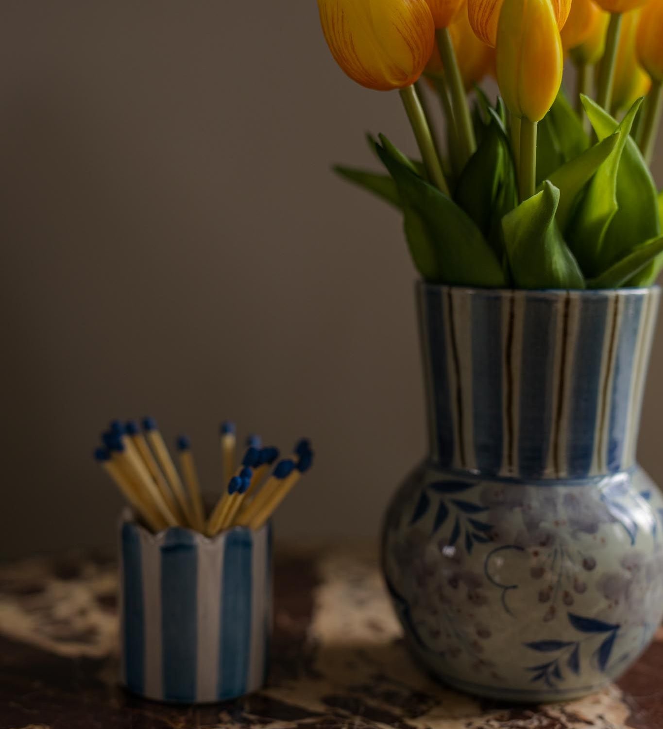 Scalloped Stoneware Matchstick Holder – view 2