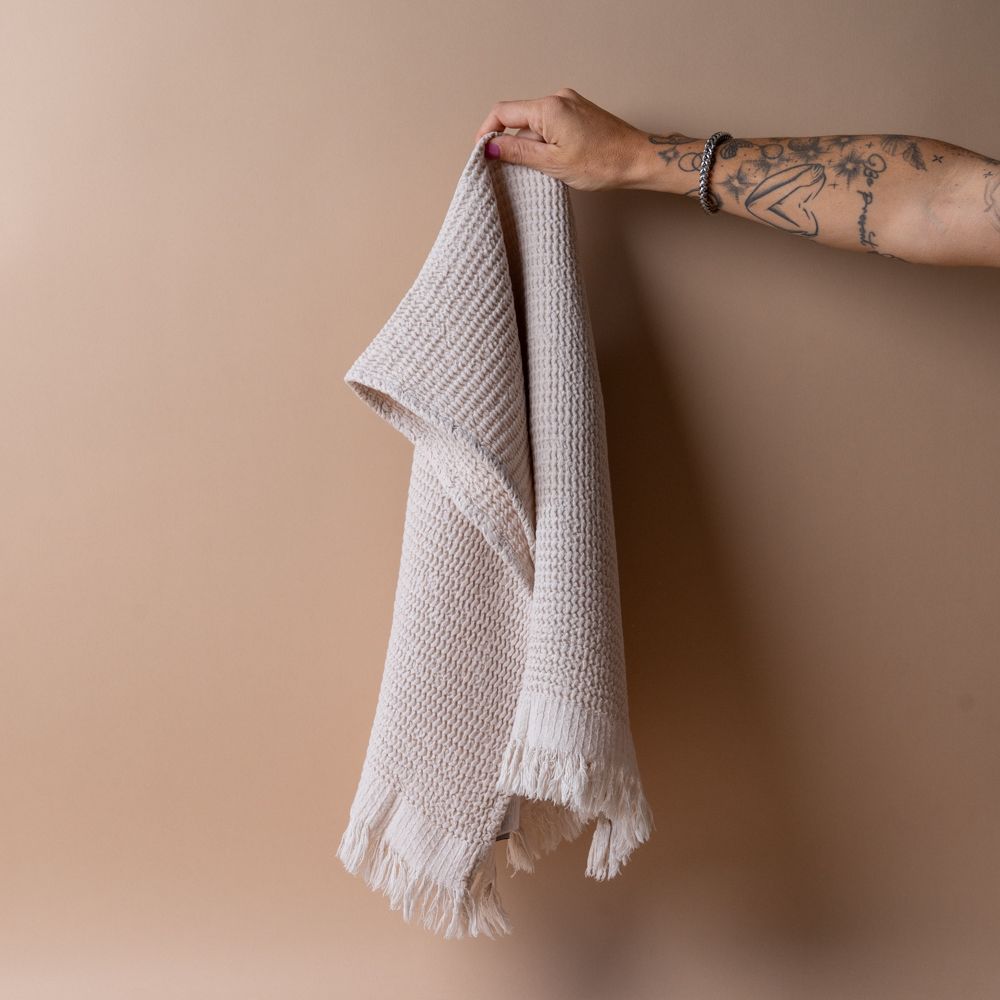 Textured Turkish Hand Towel with Tassel hand towel Pokoloko