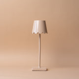 Touch LED Table Lamp with Beige Scallop Shade