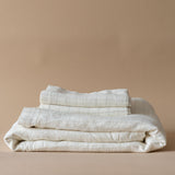 Linen Grid Print Duvet Cover Set - Ivory - Rug & Weave