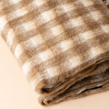 Wool Gingham Throw Blanket - Toffee blanket Indaba