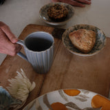 Blue Ribbed Stoneware Mug mug Creative Co-op (DYA)
