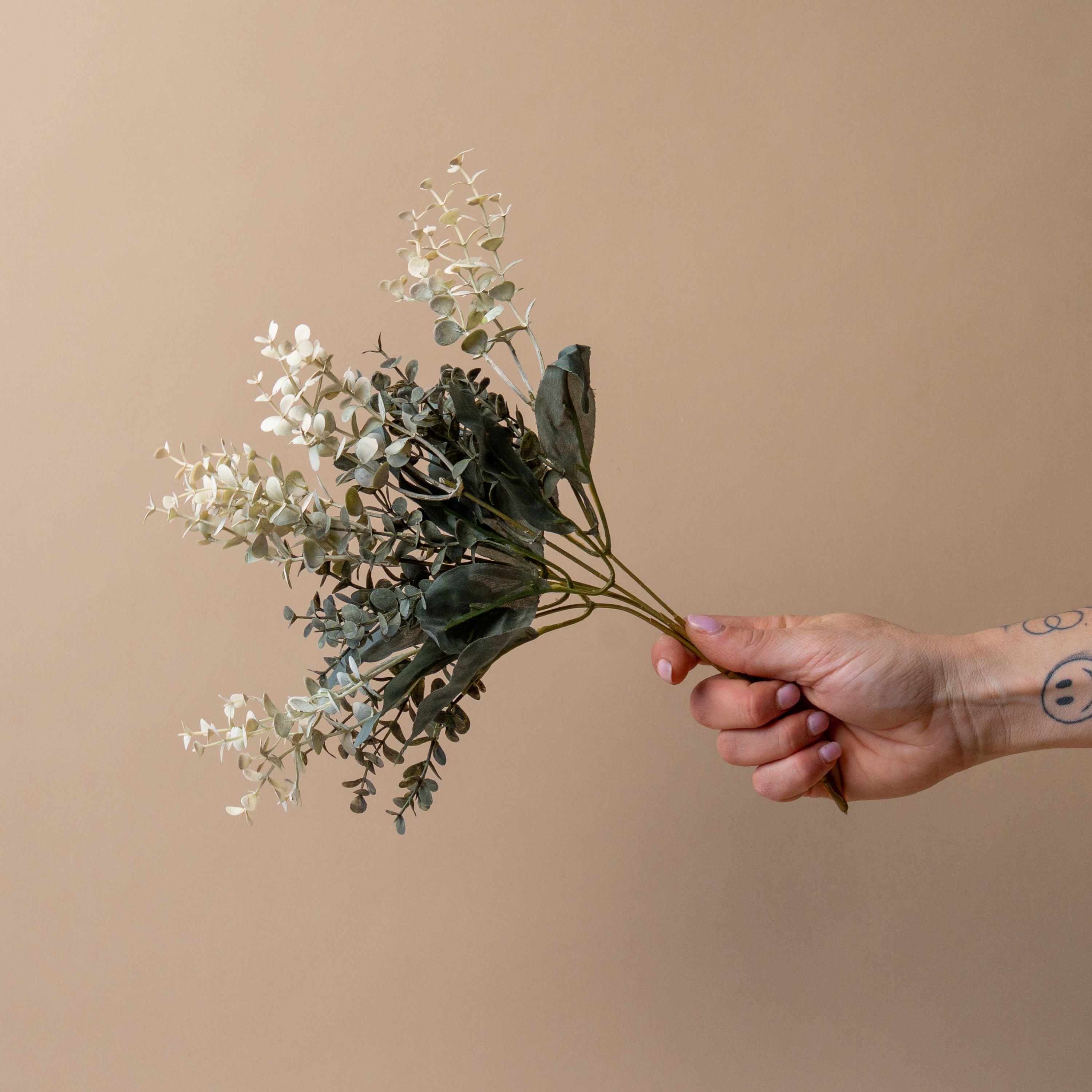 Faux Green Primrue Eucalyptus Spray faux stem Indaba