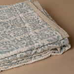 Hazy Blue Kantha Stitch Bed Blanket - Rug & Weave