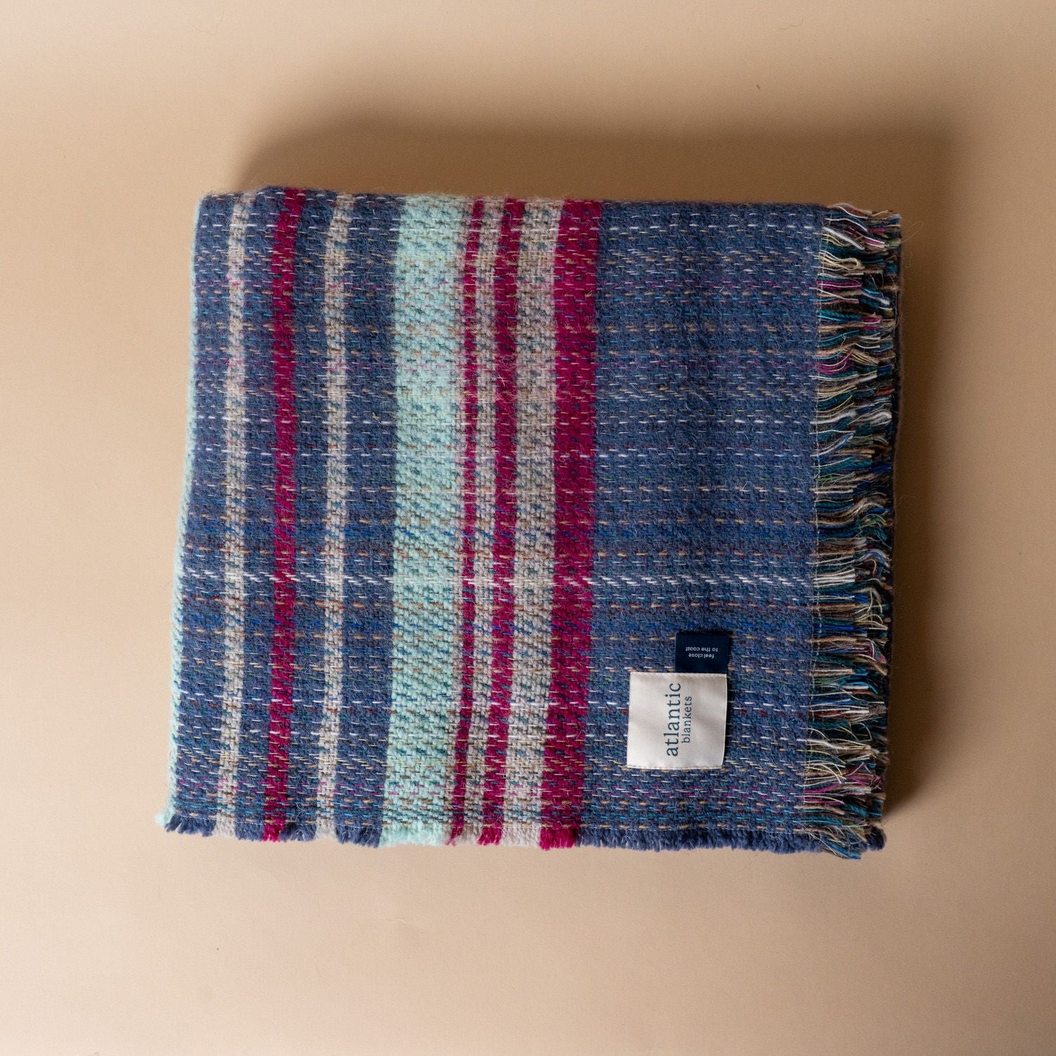 Recycled Wool Throw Blanket Blanket Atlantic Blankets (Faire) Cranberry Stripe