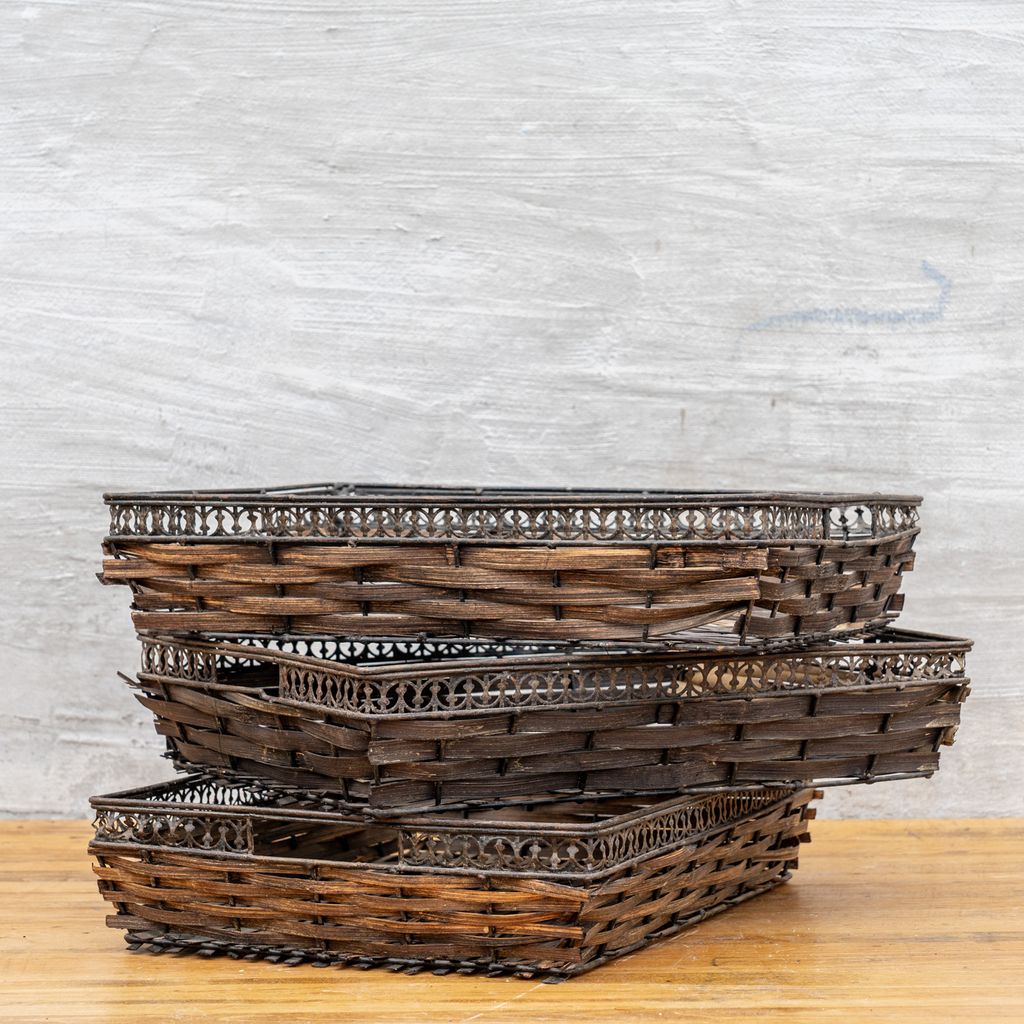 Antique Wood Basket - Rug & Weave