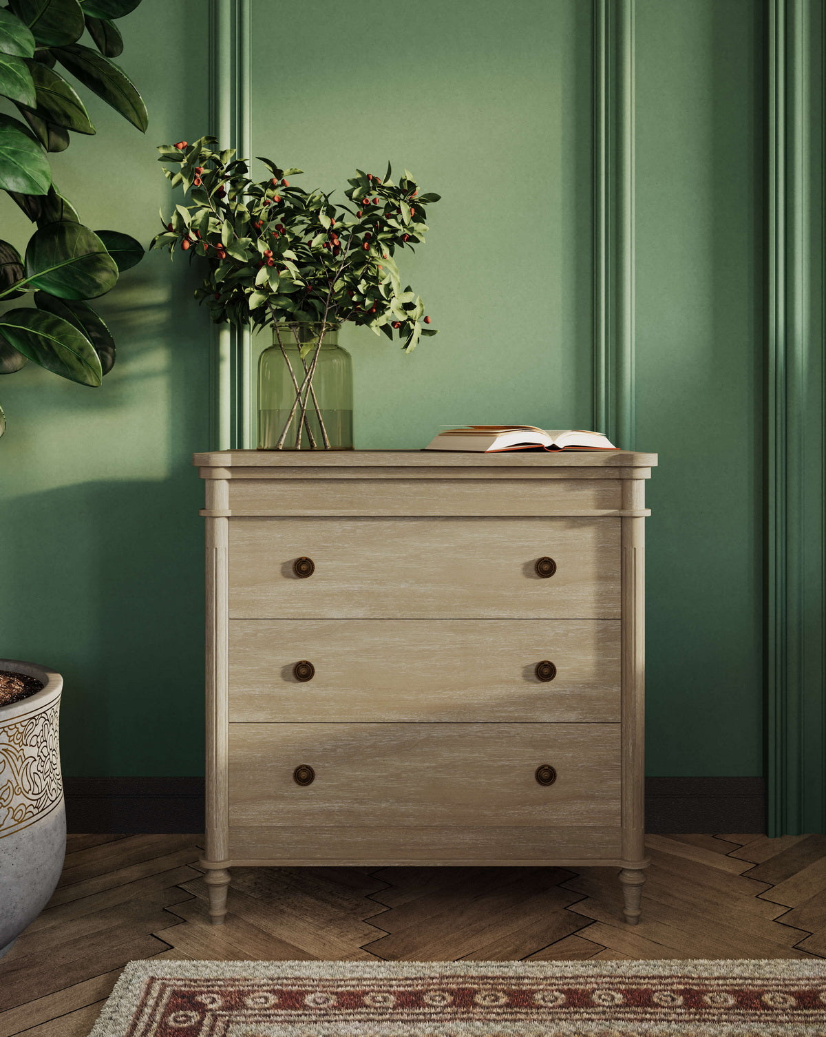 Kelly 3 Drawer Bedside Table FURNITURE - nightstand Bramble