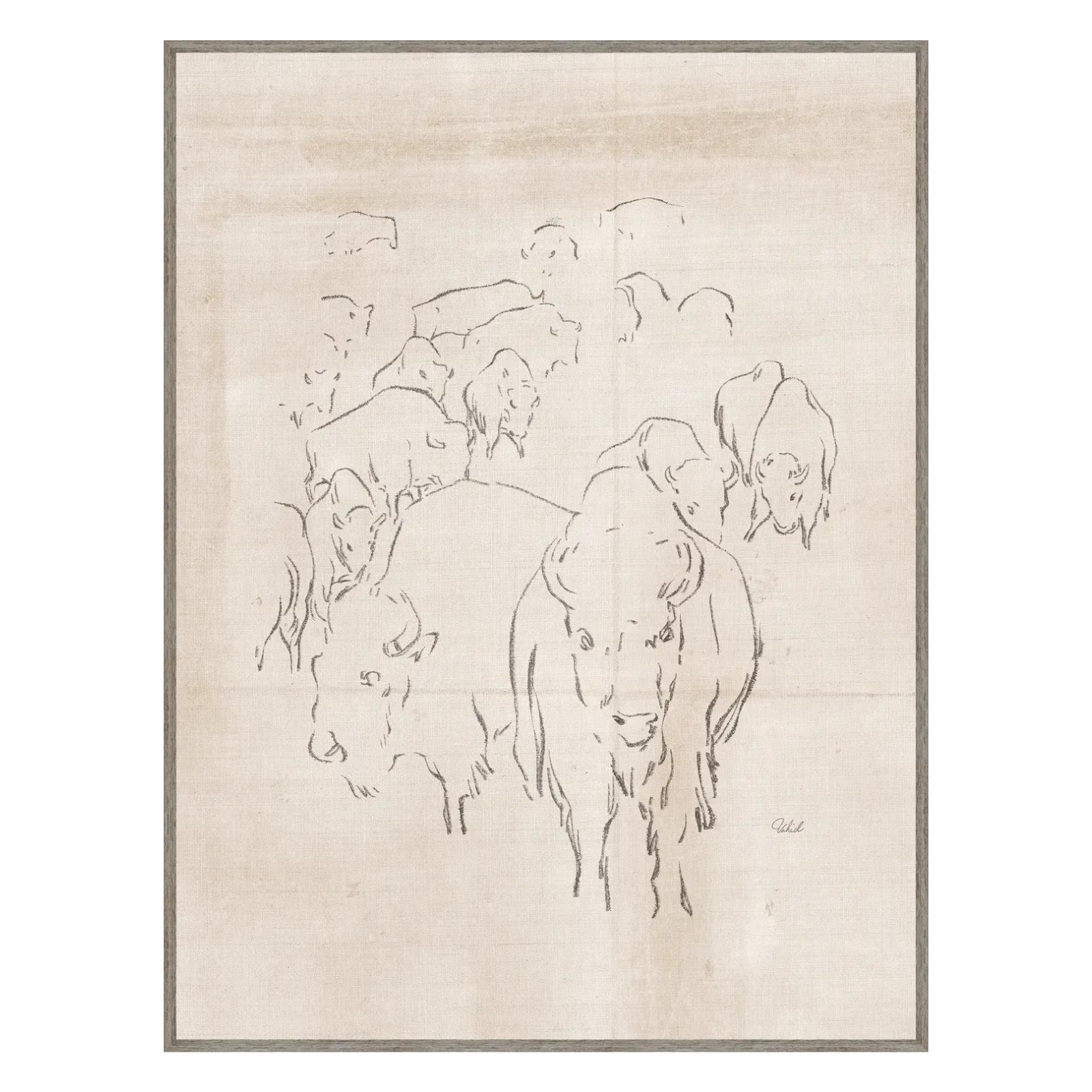 "Herd of Buffalo" Framed Art Print