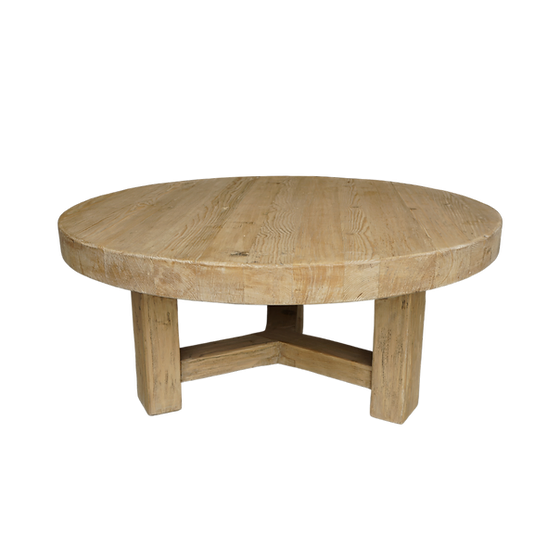Lawrence Round Reclaimed Wood Coffee Table - Natural