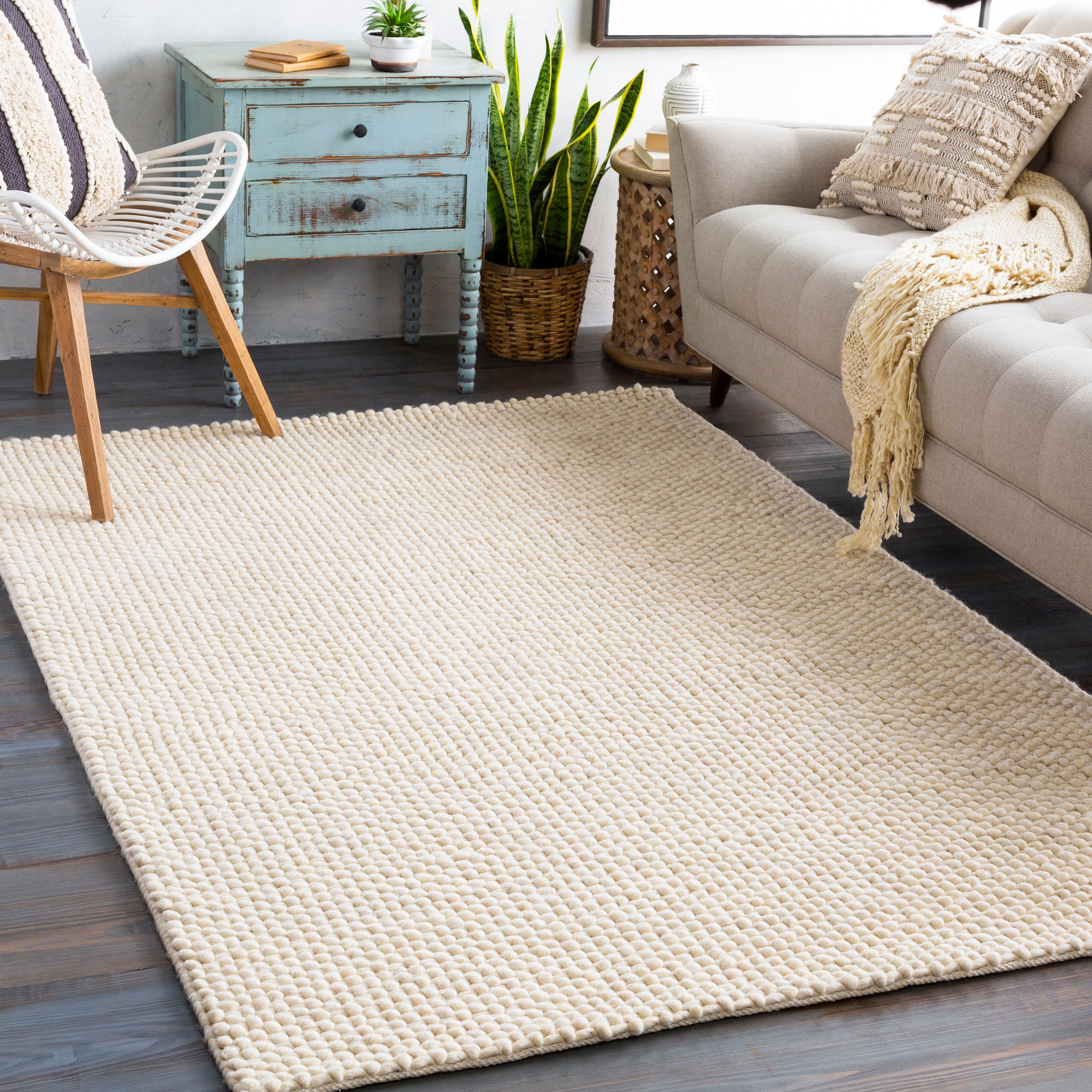 Lucy Ivory Handwoven Rug RUGS - wool Surya