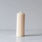 Ivory Ribbed Pillar Candle - Rug & Weave