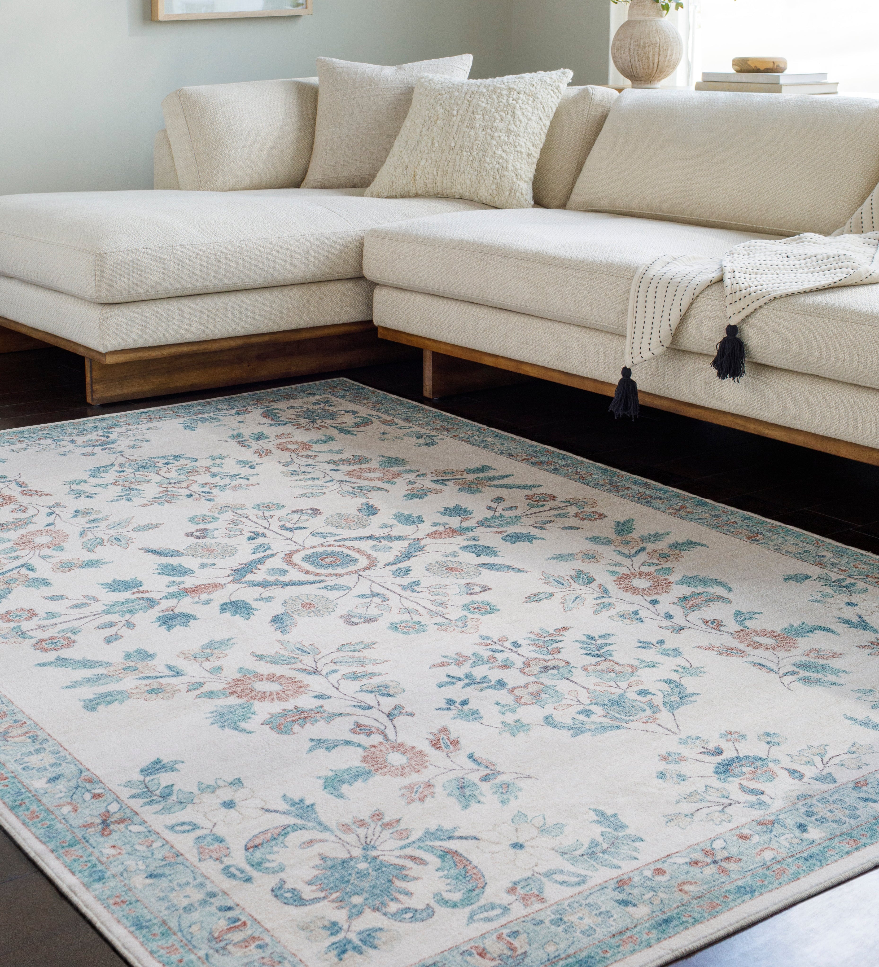 Laverne Floral Ivory Washable Rug – view 2