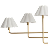 Polly Metal Chandelier (Natural Brass with White Scalloped Shade)