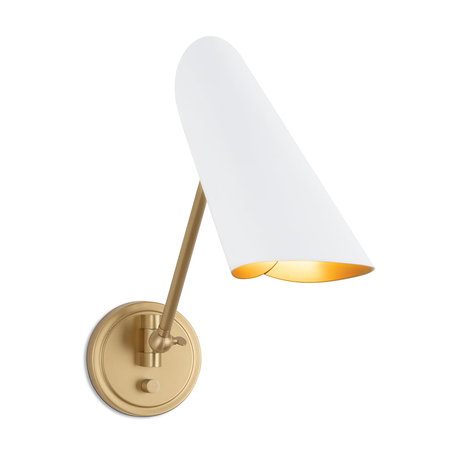 Vest Single Arm Sconce (White and Natural Brass) Wall Sconces Regina Andrew