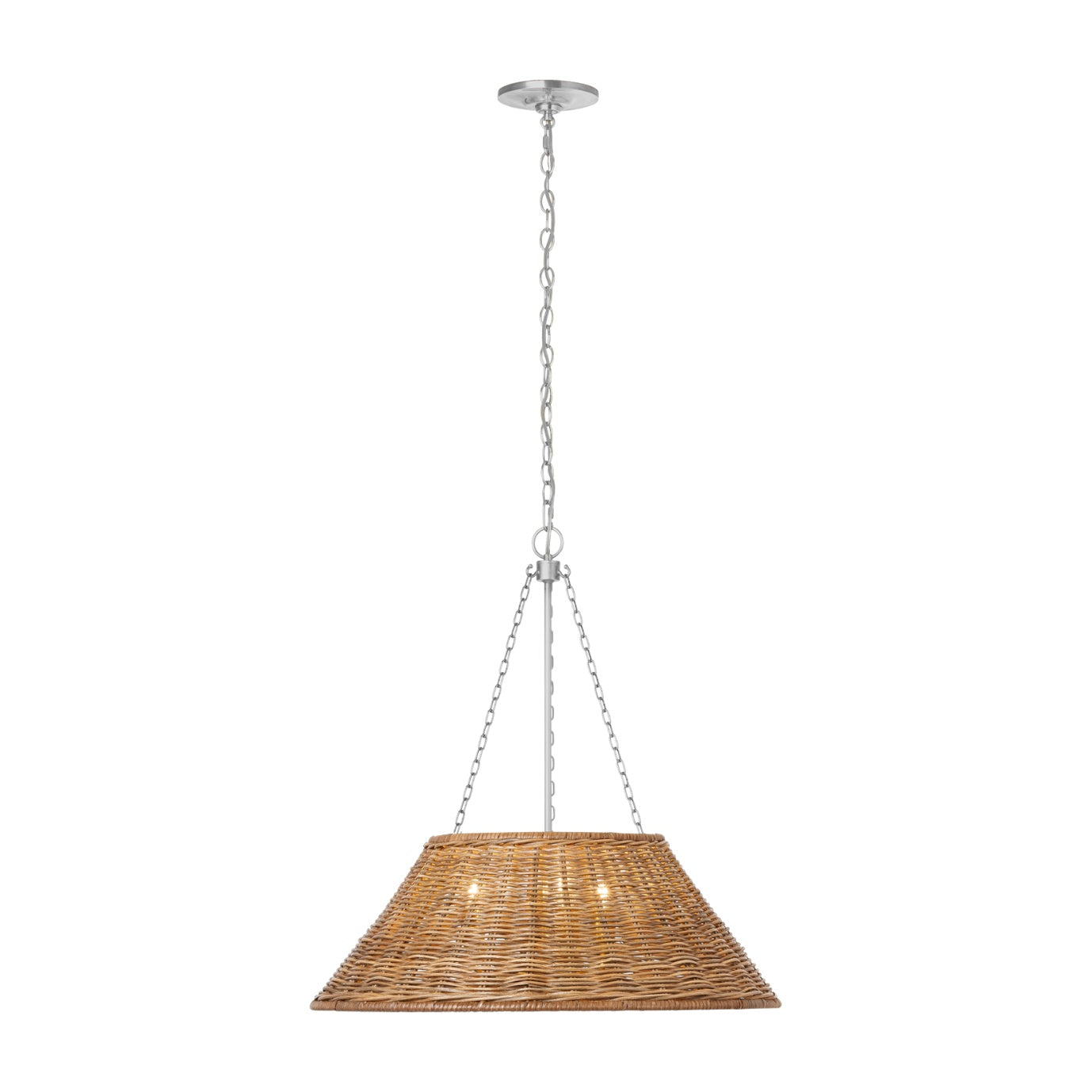 Corinne 24" Woven Hanging Shade Visual Comfort Polished Nickel Natural Wicker