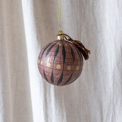 Round Paper Mache Ornament with Tassel - Rug & Weave