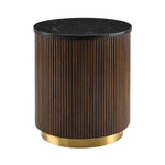 Nestor End Table FURNITURE - end table Surya Black Marble/Dark Brown