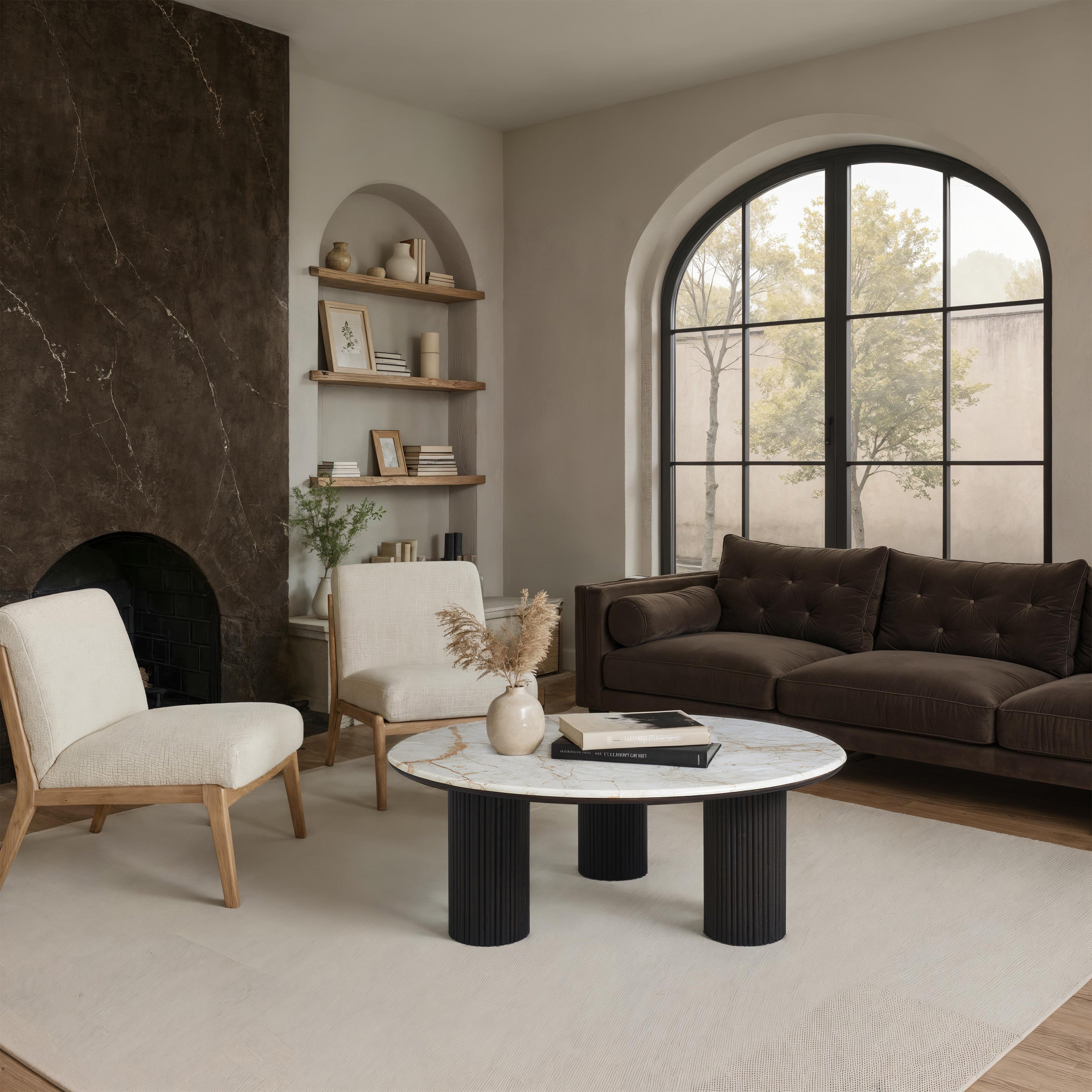 Alviano Breccia Marble Coffee Table FURNITURE - coffee table Renwil