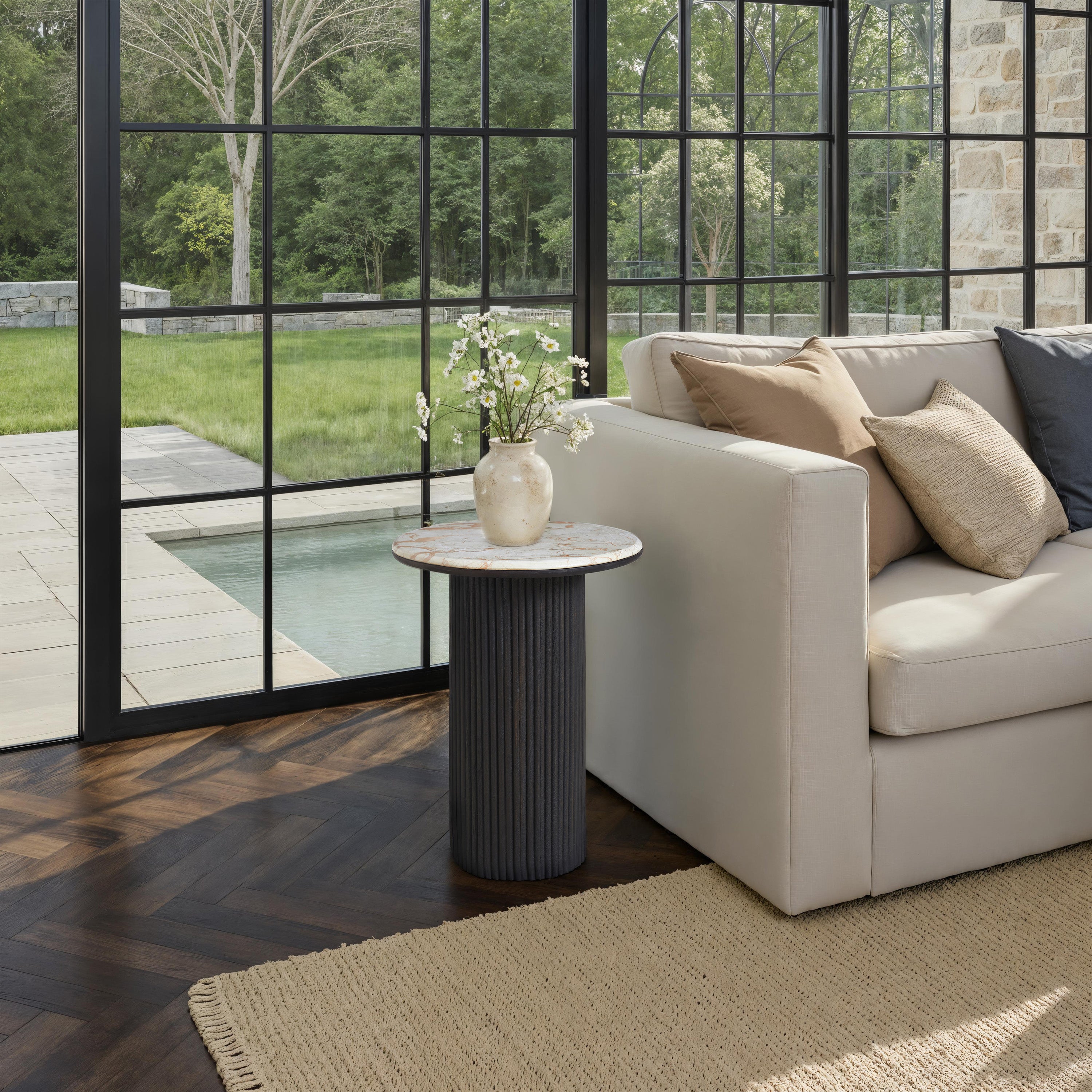 Alviano Breccia Marble Side Table FURNITURE - side table Renwil