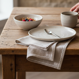 Oatmeal Linen Napkin Set with Lace Trim napkin set Rug & Weave