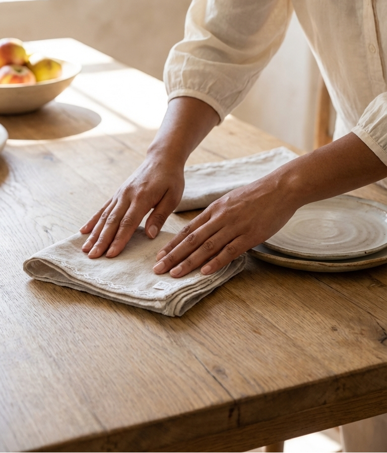 Oatmeal Linen Napkin Set with Lace Trim napkin set Rug & Weave