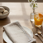 Oatmeal Linen Napkin Set with Lace Trim napkin set Rug & Weave