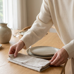 Oatmeal Linen Napkin Set with Lace Trim napkin set Rug & Weave