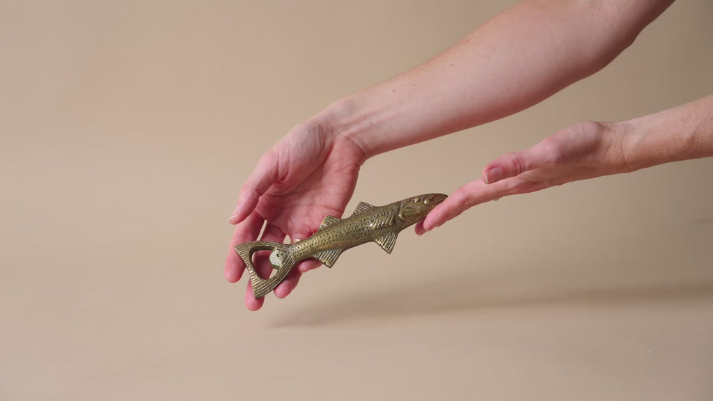 Brass Finish Fish Bottle Opener - Rug & Weave