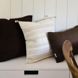 Cream Tussar Fringe Pillow Cover