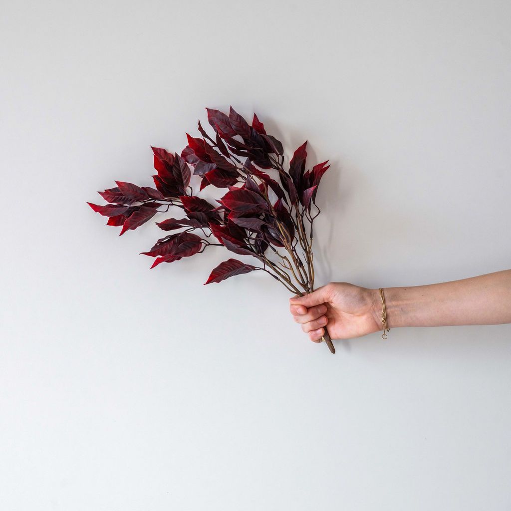 Faux Burgundy Ficus Bush - Rug & Weave
