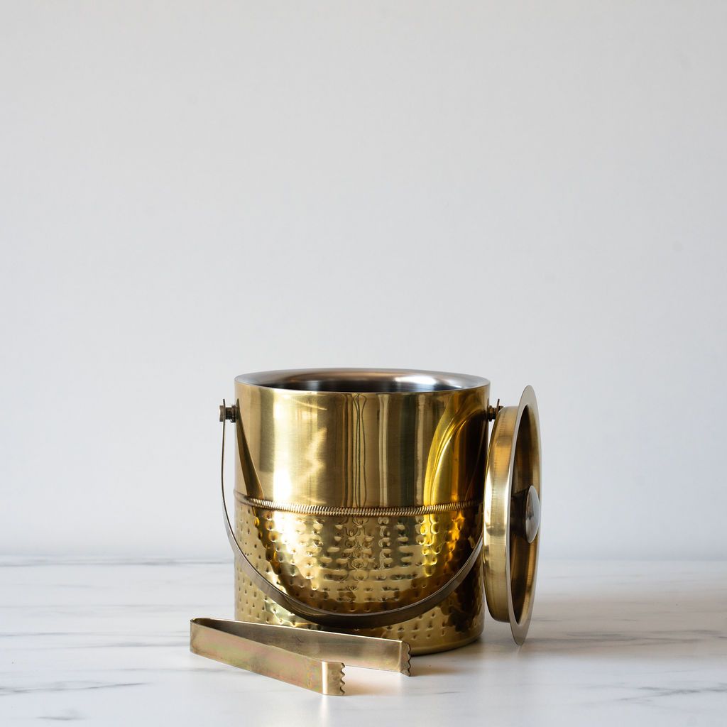 Ice Bucket with Brass Finish - Rug & Weave