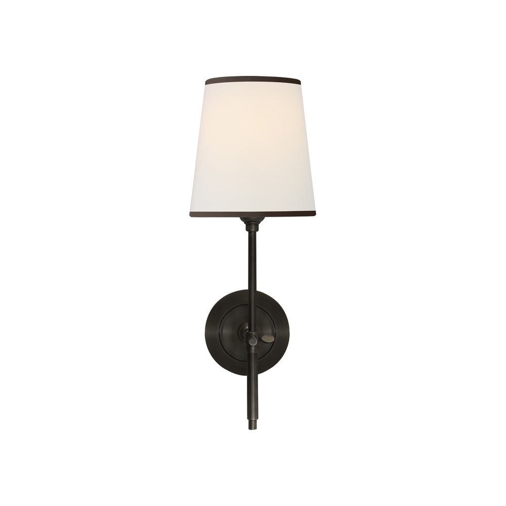 Bryant Sconce LIGHTING - sconce Visual Comfort - Signature Bronze 4" x 5.5" x 6" Linen with Black Trim