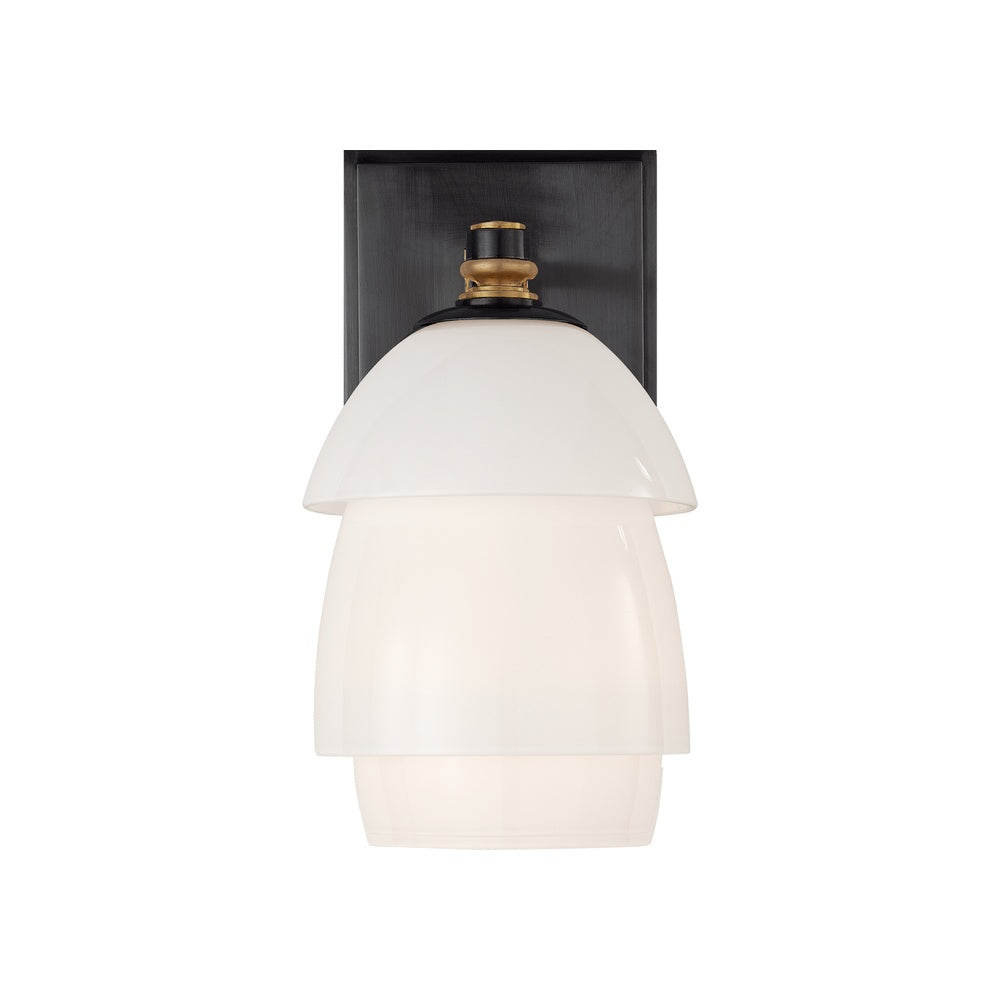 Whitman Small Sconce LIGHTING - sconce Visual Comfort - Signature Bronze and Hand-Rubbed Antique Brass White Glass