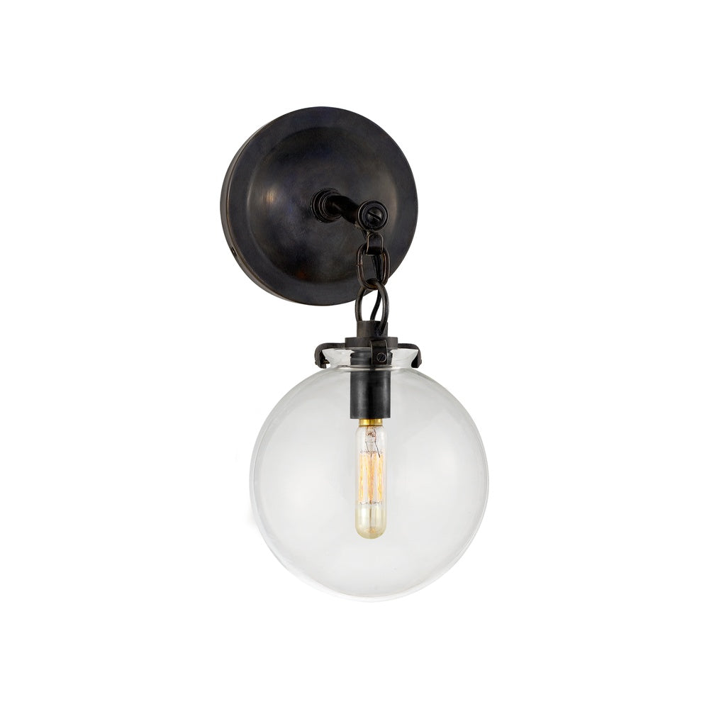 Katie Small Globe Sconce LIGHTING - sconce Visual Comfort Bronze Clear Glass