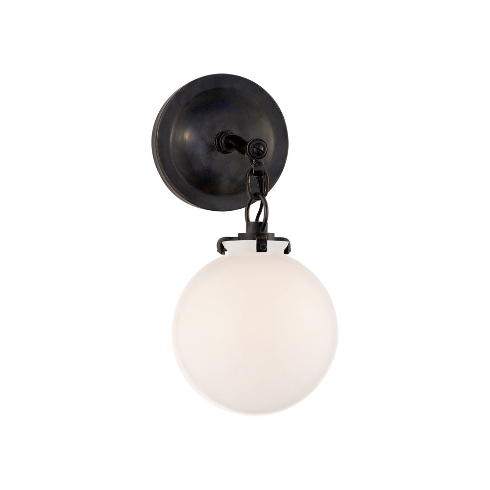 Katie Small Globe Sconce LIGHTING - sconce Visual Comfort Bronze White Glass