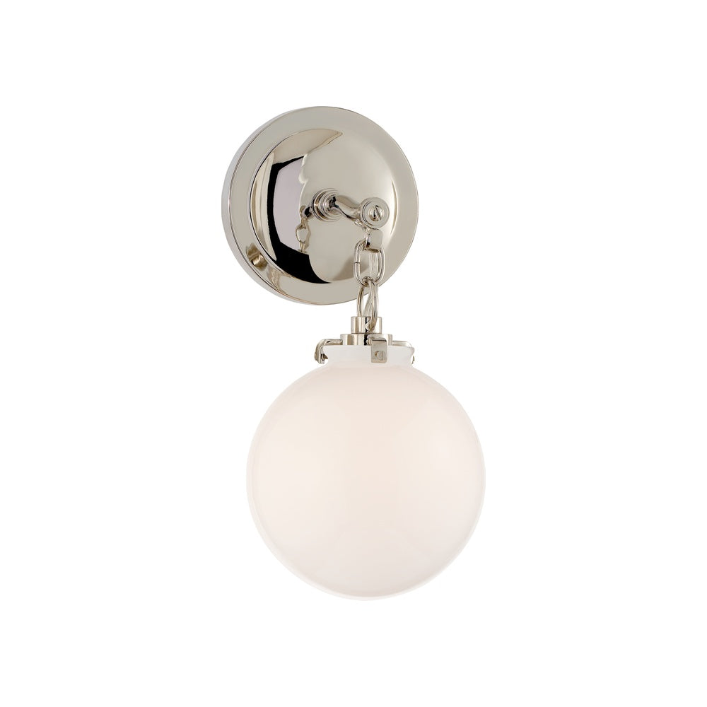 Katie Small Globe Sconce LIGHTING - sconce Visual Comfort Polished Nickel White Glass
