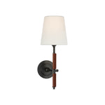 Bryant Wrapped Sconce LIGHTING - sconce Visual Comfort - Signature Bronze and Saddle Leather 4" x 5.5" x 6" Linen