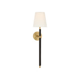 Bryant Large Wrapped Tail Sconce LIGHTING - sconce Visual Comfort - Signature Hand-Rubbed Antique Brass and Chocolate Leather